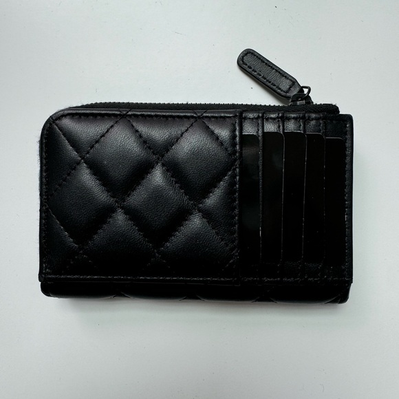 Chanel Lambskin Quilted CC Zip Around Card Holder Black - Picture 2 of 6